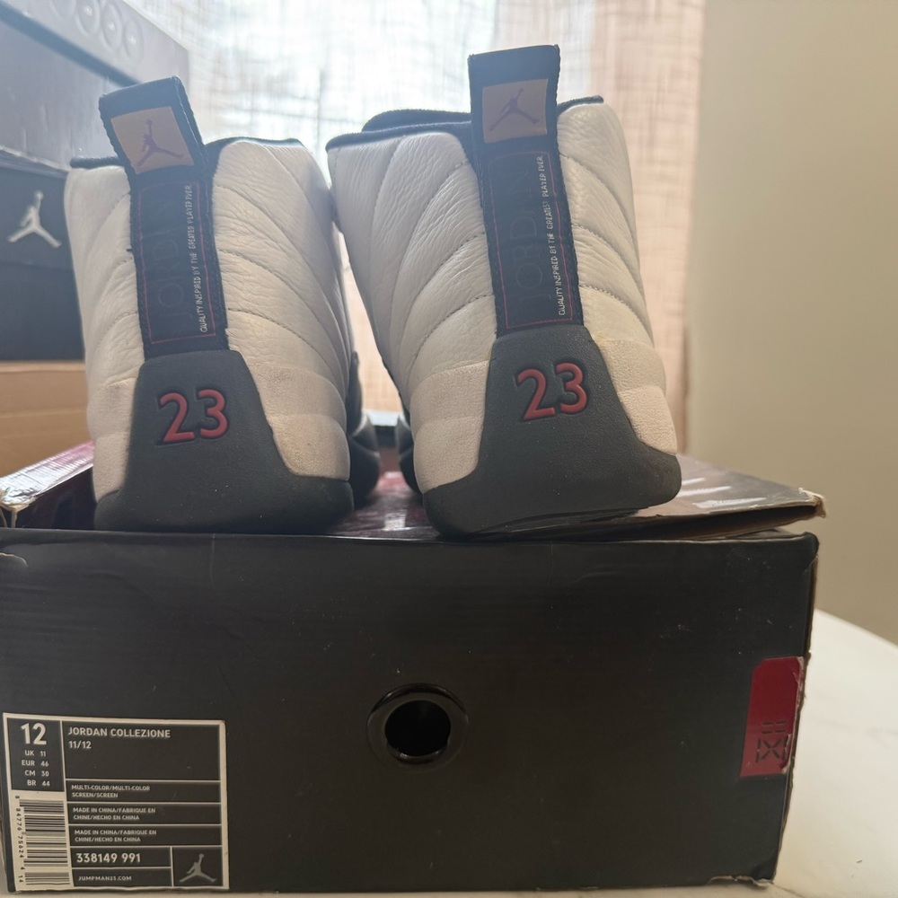 Jordan 12 White, Black and Red Retro Sneakers